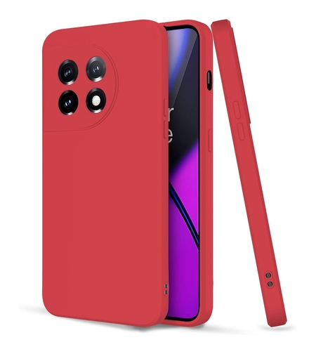 Husa de Protectie, Vafy, pentru OnePlus 11 5G, Liquid Silicone, cu Microfibra pe Interior, Protectie Antisoc, Compatibil Incarcare Wireless, Rosu