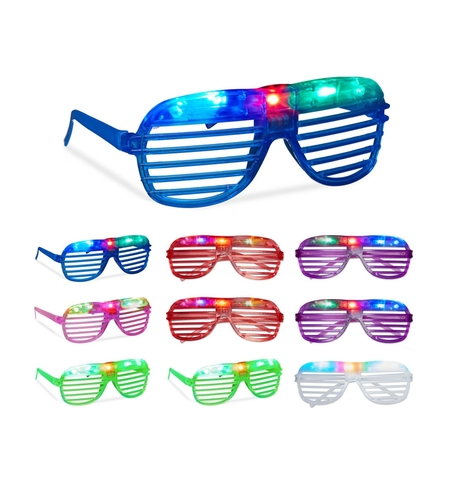 Ochelari de Petrecere cu LED, Flippy, Model Grilaj, din Plastic, 3 Moduri de Iluminat, Marime Universala, Multicolor