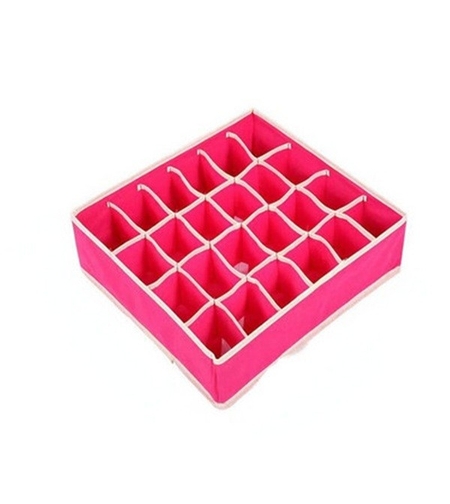 Cutie De Depozitare, Flippy, Pentru Lenjerie, Sosete Si Sutiene, Material Textil, 24 Compartimente, 32 x 32 x 10 cm, Culoare Roz