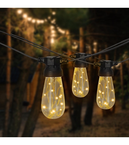 Ghirlanda luminoasa decorativa pentru exterior, alimentare la priza, 20 metri, 20 becuri LED cu iluminare calda 3000K, IP44
