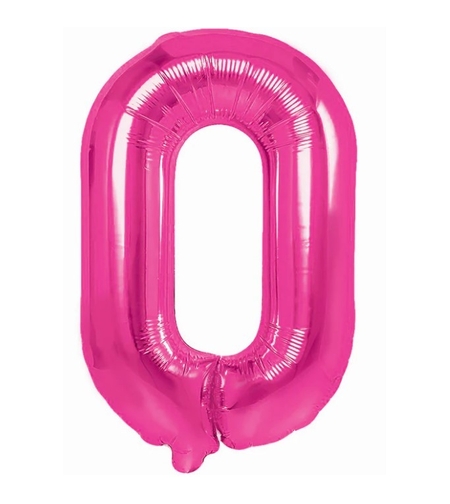 Balon din Folie Metalizata Flippy, Figurina Cifra, Tema Aniversare 40 cm, Ambalaj Individual, Pai inclus, Umflare cu Aer sau Heliu, Roz, Cifra 0