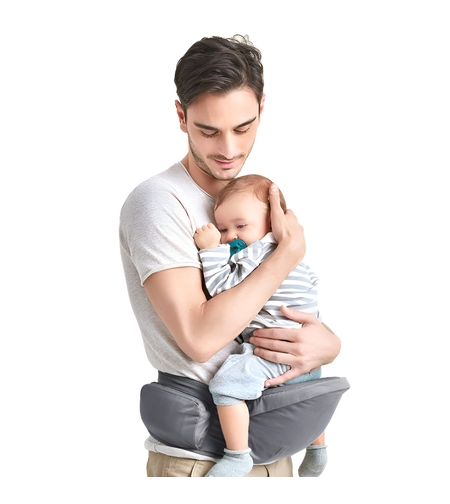 Marsupiu Ergonomic 3in1, Flippy, pentru Bebelusi si Copii, 0-36 Luni, Bretele Reglabile pentru Umar si Sold, Inchidere Catarama, 125x25x14 cm, Gri