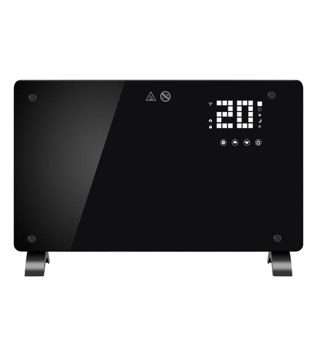 Convector Electric, Flippry, 2000W, Wi-Fi, Termostat, afisaj LED, Touch Screen, Control din Telefon, 82.3x12x45.6 cm, Negru