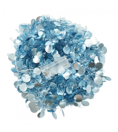Beteala Craciun cu LED, Albastra, model cu paiete rotunde, 2 m x 5 cm, PVC, Sir, Artificiala, Flippy