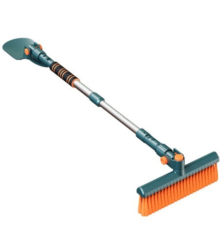 Racleta Auto pentru Zapada cu Doua Capete, Flippy, Dezapezire Masina, cu Maner Lung, Ergonomica, Detasabila, pentru Geamuri si Caroserie, Usor de Utilizat, 48 cm- 78 cm, Verde Inchis