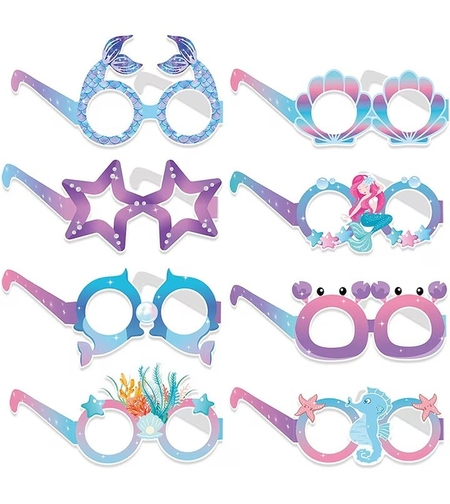 Set 8 Perechi de Ochelari Sirena, Flippy, Colectia Mermaid, Multicolor