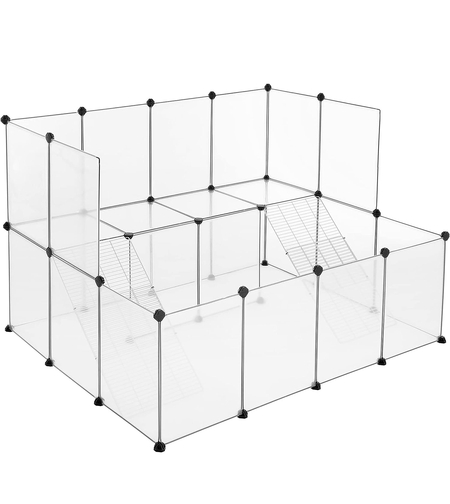 SONGMICS Tarc pentru animale mici rozatoare, din plastic, modulara DIY, 143x108x92cm, alb