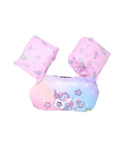 Vesta de salvare pentru copii cu aripioare de inot, Flippy, Mov, Model unicorn