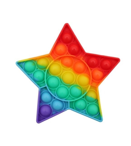Jucarie antistres din silicon, Pop It Now and Flip It, Stea, 5 colturi, Multicolor