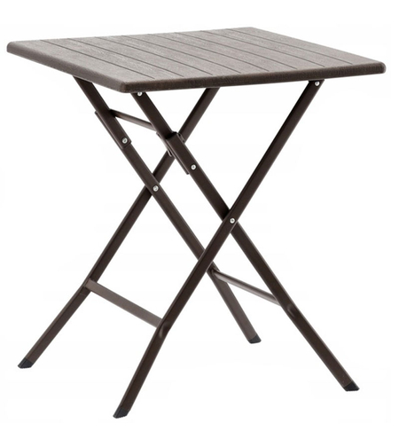 Masa de plastic pliabila, pentru gradina sau balcon, 62x62x73cm, maro imitatie lemn