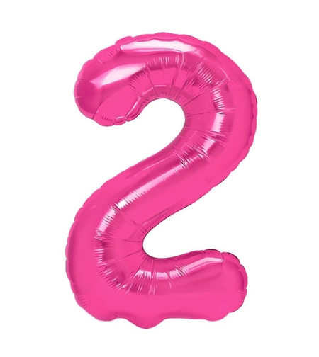 Balon din Folie Metalizata, Flippy, Figurina Cifra, Model 2, Tema Aniversare 100 cm, Ambalaj Individual, Pai Inclus, Umflare cu Aer sau Heliu, Roz