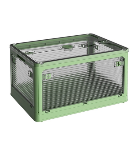 Cutie de depozitare pliabila, Flippy, Cu capac, 85 L, Plastic, 60x42x34 cm, Verde