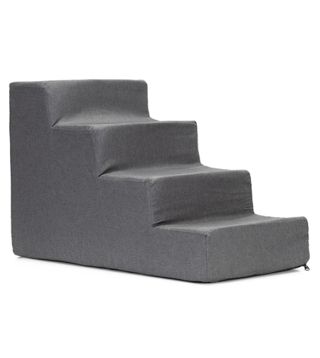 Scara pentru animale de companie, caini sau pisici, 4 trepte, antiderapanta, husa detasabila, inaltime 40 cm, gri inchis