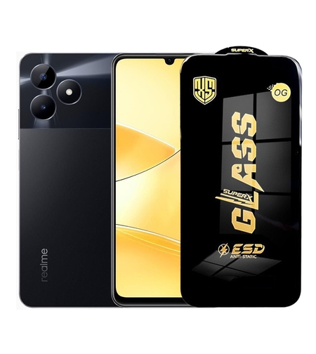 Folie de Protectie pentru Realme C51, Vafy, Sticla Securizata ESD, Margini Negre, Rezistenta la Zgirieturi, Antistatica, 0.35 mm, Transparenta