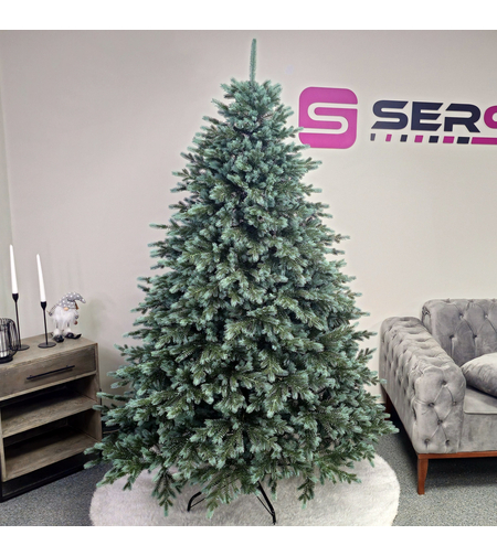 Brad artificial Christmas Deluxe by Sersimo, Alaska Select verde argintiu, integral 3D, 210 cm