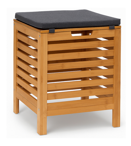 Taburet multifunctional 5Five Sicela, spatiu depozitare, bambus, 35x35x49 cm, bej