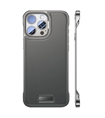 Husa pentru iPhone 15, husa de protectie pentru telefon, Vafy, Design Modern fara margini, din Piele PU, Subtire, Gri