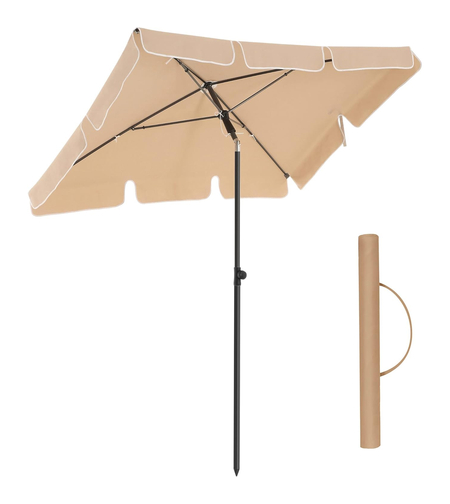 SONGMICS Umbrela terasa gradina sau plaja, inclinare 2 directii, protectie UV UPF 50+, 180x125 cm, maro taupe