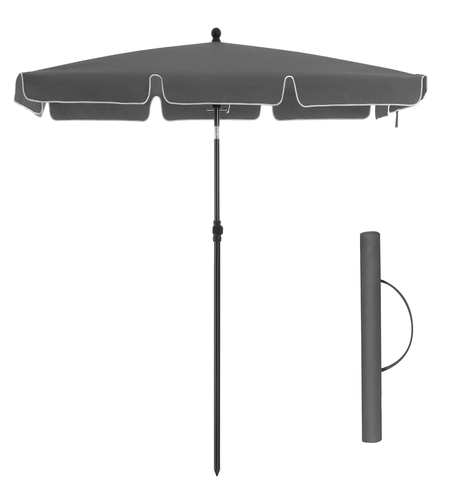 SONGMICS Umbrela terasa gradina sau plaja, cu inclinare, husa, 200x125cm, gri