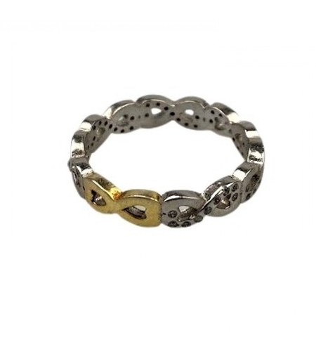 Inel Argint 925 Infinit Placat cu Aur Galben si Minizirconii M 59