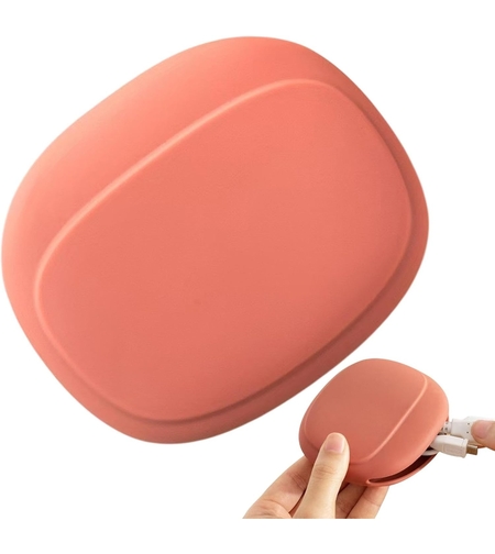 Husa din Silicon, Vafy, pentru Casti, Cabluri, Portabil, 8.5 x 10 x 2 cm, Rosu Oranj
