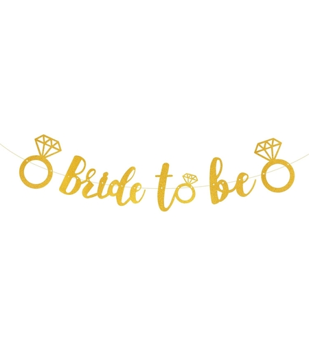 Banner Bride To Be, Flippy, Dimensiune 30x20 cm, Rola de Ata Inclusa, Tematica Nunta, Decoratiune Party, Auriu