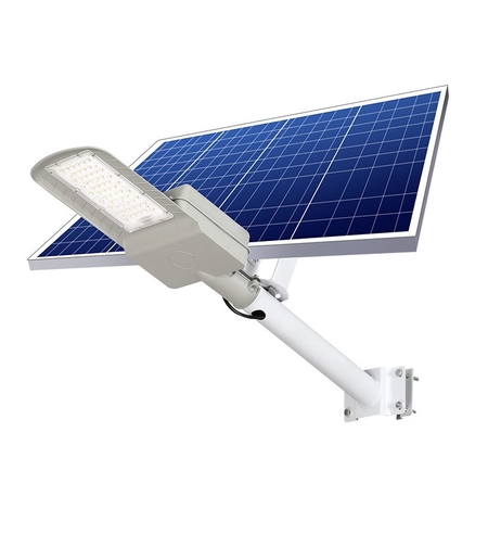Lampa solara pentru strada sau gradina Flippy, IP65, senzor de lumina, 100 LED-uri SMD, 3150 lm, 500W autonomie 12-16 ore, telecomanda, montare prin fixare, pentru strada sau gradina, finisaj mat, material ABS, 51.5 x 21 x 7.5, lumina alb rece, gri
