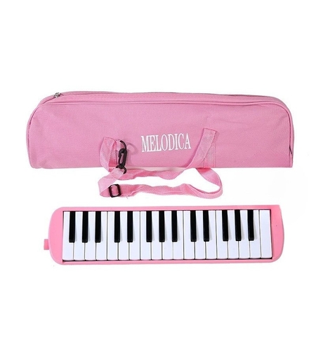 Muzicuta Melodica 32 Clape, Flippy, din ABS, pentru Incepatori, 45 x 13 x 7 cm, Include Husa si Suflator, Roz
