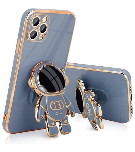Husa de Protectie TPU 2in1, Vafy, pentru Apple iPhone 14 Pro, Astronaut cu Suport, Antisoc, Rezistenta la Impact, Protectie Camera, Albastru
