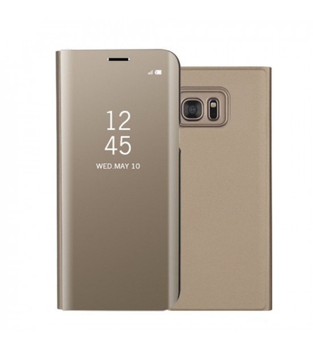 Husa Samsung Galaxy S7 Edge Flip Cover Oglinda Auriu