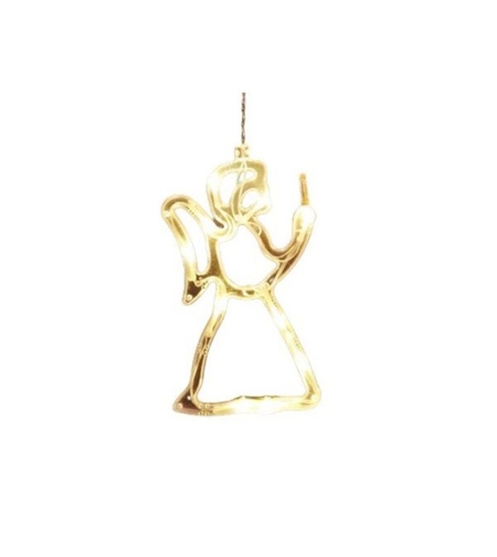 Decoratiune de Craciun Luminoasa in forma de Ingeras 21x12 cm, cu Ventuza, Alb Cald, Flippy