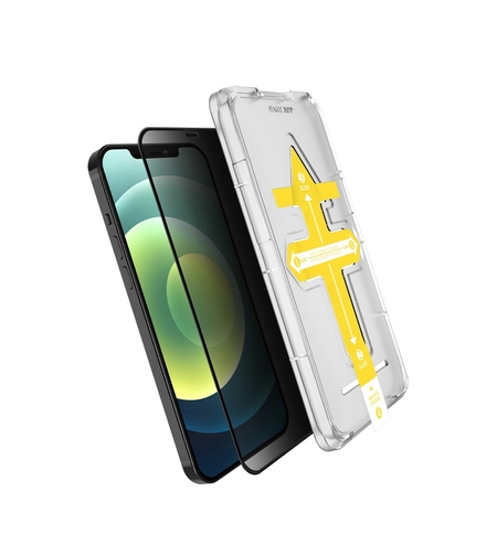 Set 2 folii sticla securizata cu sistem de montare usor si rapid Full Cover 3D Privacy Flippy compatibila cu Apple iPhone 12 / 12 Pro