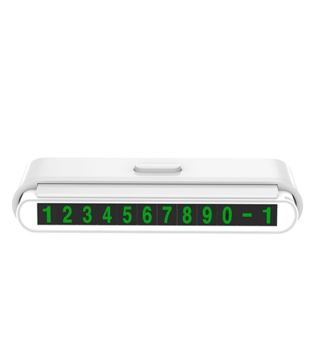 Suport Numar de Telefon pentru Parcare Auto, Flippy, Suport pentru Numarul de telefon, Banda glisanta pentru Ascundere, Banda Adeziva Inclusa, 120 x 48 x 24 mm, Cifre Verzi, Alb