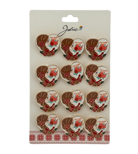 Set 12 Brose Martisor Primavara, Jolie, Model Fata, Mesaj Din Toata Inima, Multicolor