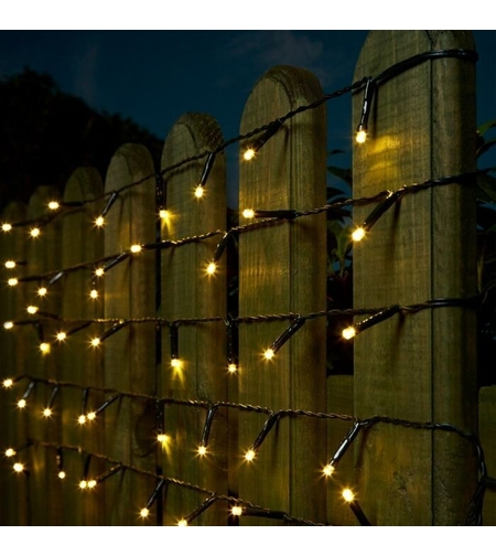 Instalatie Craciun liniara, cu transformator, 20 m, Alb Cald, 200 LED-uri V5, 8 jocuri de lumini, fir verde, Vafy