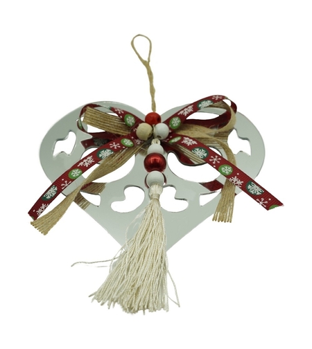 Ornament brad, Flippy, Inima, Argintiu, Lucios, 14*26CM, Acril, Interior/ Exterior