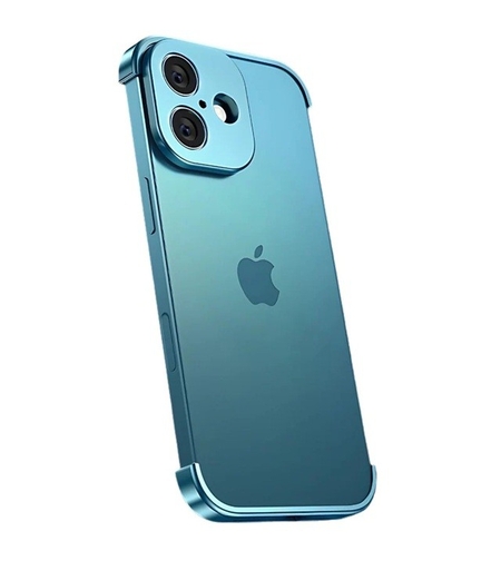 Carcasa de Telefon, Vafy, Compatibila Apple iPhone 17, Fara Rama, doar Colturi si Camera, din Metal, Grosime 0.1 mm, Albastru