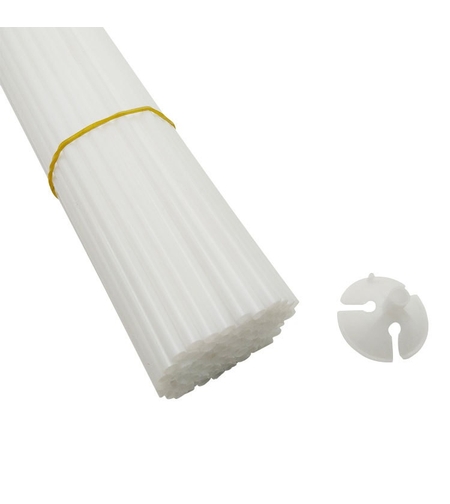 Set 100 Bete cu Rozete pentru Baloane, Flippy, Suporturi de plastic, Usor de instalat, Reutilizabil, Pentru aniversare, Nunta, Ziua de Nastere, Decor, 40 cm, Transparente