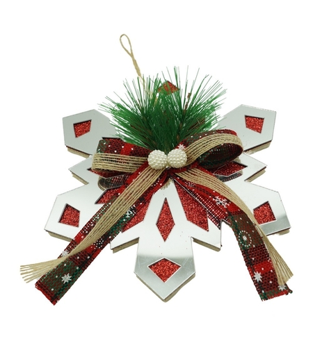 Ornament brad, Flippy, Fulg de nea, Argintiu, Lucios, 14*15CM, Acril, Interior/ Exterior