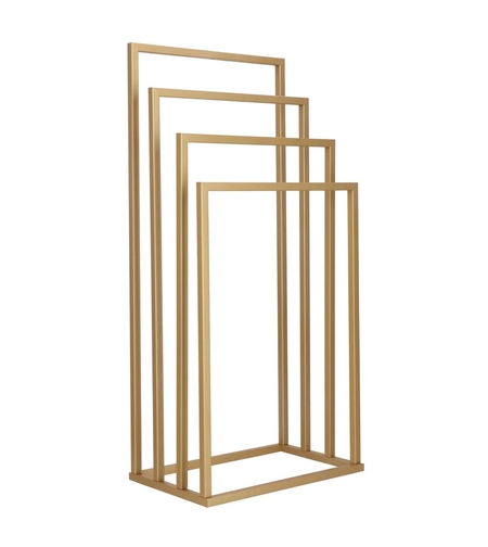 Suport metalic de baie pentru prosoape, cu 4 standuri, 96 cm, auriu mat