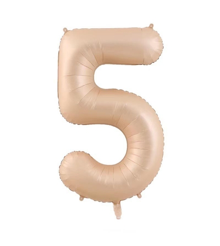 Balon din Folie Metalizata, Flippy, Figurina Cifra, Model 5, Tema Aniversare 100 cm, Ambalaj Individual, Pai Inclus, Umflare cu Aer sau Heliu, Crem
