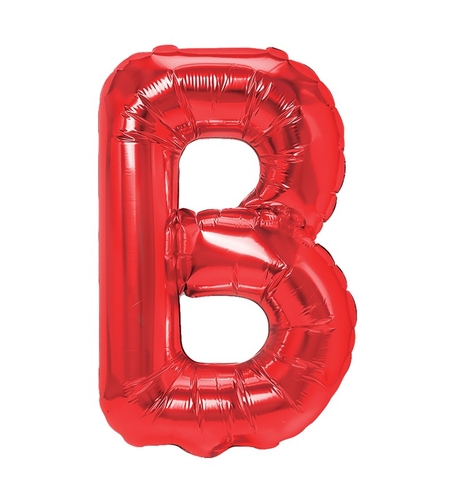 Balon Folie Metalizata Litera B, Flippy, 40 cm, Umflati cu Heliu sau Aer, Ambalaj Individual, Pai inclus, Rosu