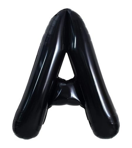 Balon Folie Metalizata Litera A, Flippy, 40 cm, Umflati cu Heliu sau Aer, Ambalaj Individual, Pai inclus, Negru