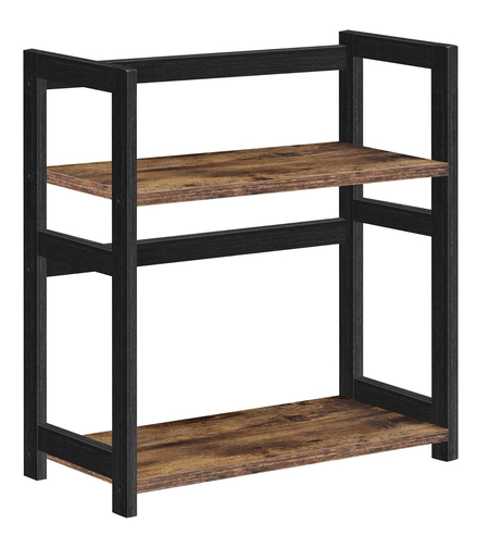 SONGMICS Raft de depozitare pe 2 niveluri, MDF, organizator de birou sau bucatarie, 42x18x43 cm, maro rustic