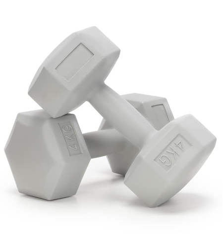 Set gantere hex 2x4 kg, bitum cu invelis rezistent PP, gri