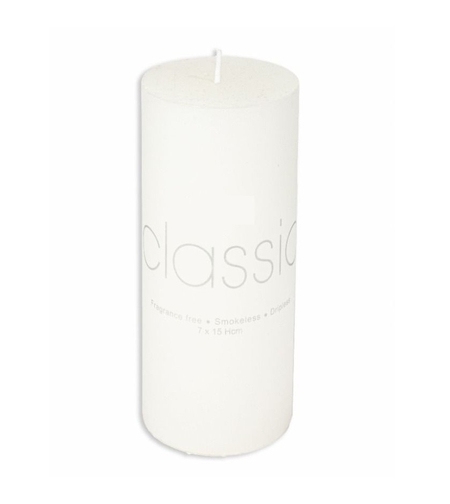 Lumanare Decorativa, Flippy, din Parafina, Cilindrica, Fara Fum si Fara Parfum, 7 x 15 cm, 500 g, Ardere 72h, Ivory Alb