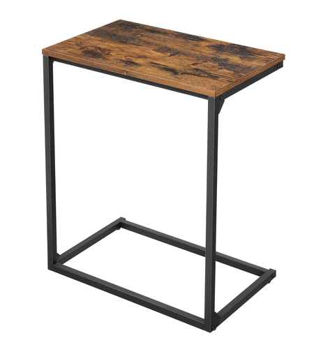VASAGLE Masa laterala pentru laptop sau servire masa, stil industrial, 55x35x66cm, maro rustic si negru