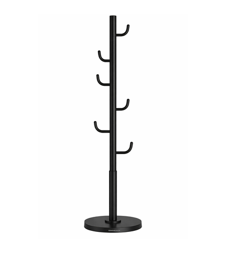 SONGMICS Cuier de podea, cu 8 carlige rezistente, pentru haine, palarii si genti, 175 cm, negru