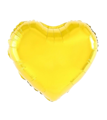 Balon din Folie Metalizata, Flippy, Figurina Inimioara, Model Simplu, Tematica Iubire, 40 cm, Ambalaj Individual, Pai Inclus, Umflare cu Aer sau Heliu, Auriu