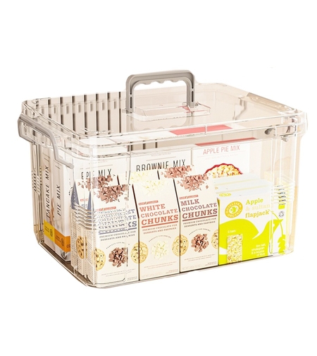 Cutie De Depozitare, Flippy, Tip Valiza, pentru Alimente, Jucarii, Accesorii, Transparenta, Marime S, 24x17x13.5 cm